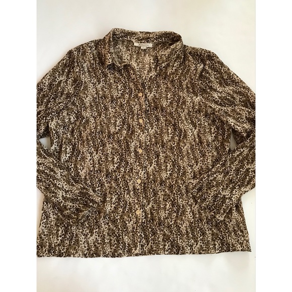 JM Collection Women’s Plus Size Brown Multicolored Long Sleeve Top Size 18 - Picture 1 of 6